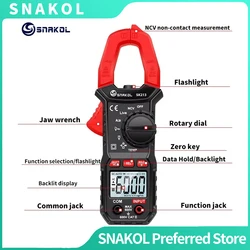SNAKOL SK-213 Digital Clamp Meter 600A AC DC Current True RMS Auto Range Clamp Ammeter Voltmeter Electric Tester Tool