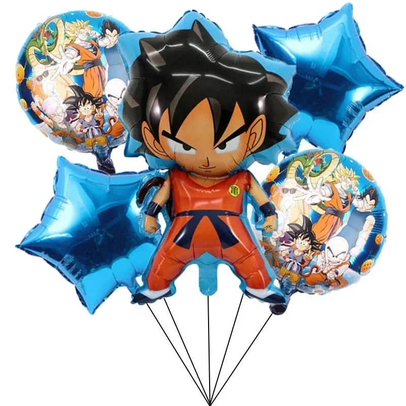 5pcs Dragon BallZ Balloon Set Anime Goku Super Saiyan Models Foil Ballons Cartoon Birthday Party Decoration Supplie Boy Toy Gift