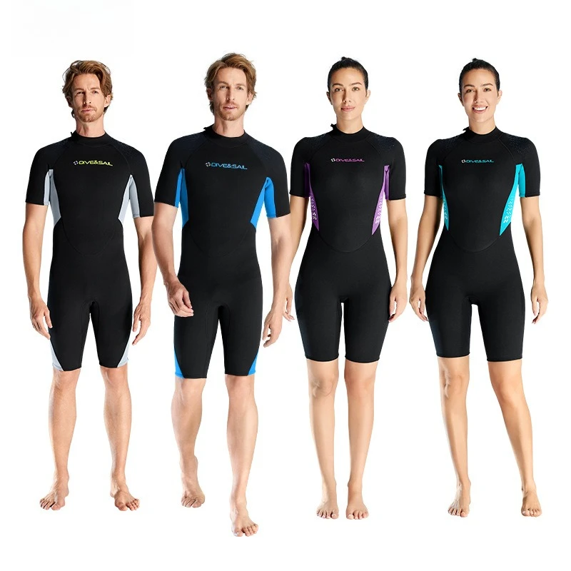 

New 1.5MM wetsuit thermal one-piece short-sleeved wetsuit outdoor surfing cold-proof swimming snorkeling suit