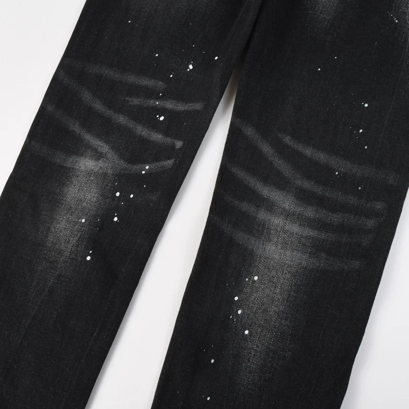 

Дизайнерские мужские джинсы High Street: ретро-стиль, черные/серые, стрейч, слим-фит, рваные, брендовые, деним, Y2K, винтажные брюки