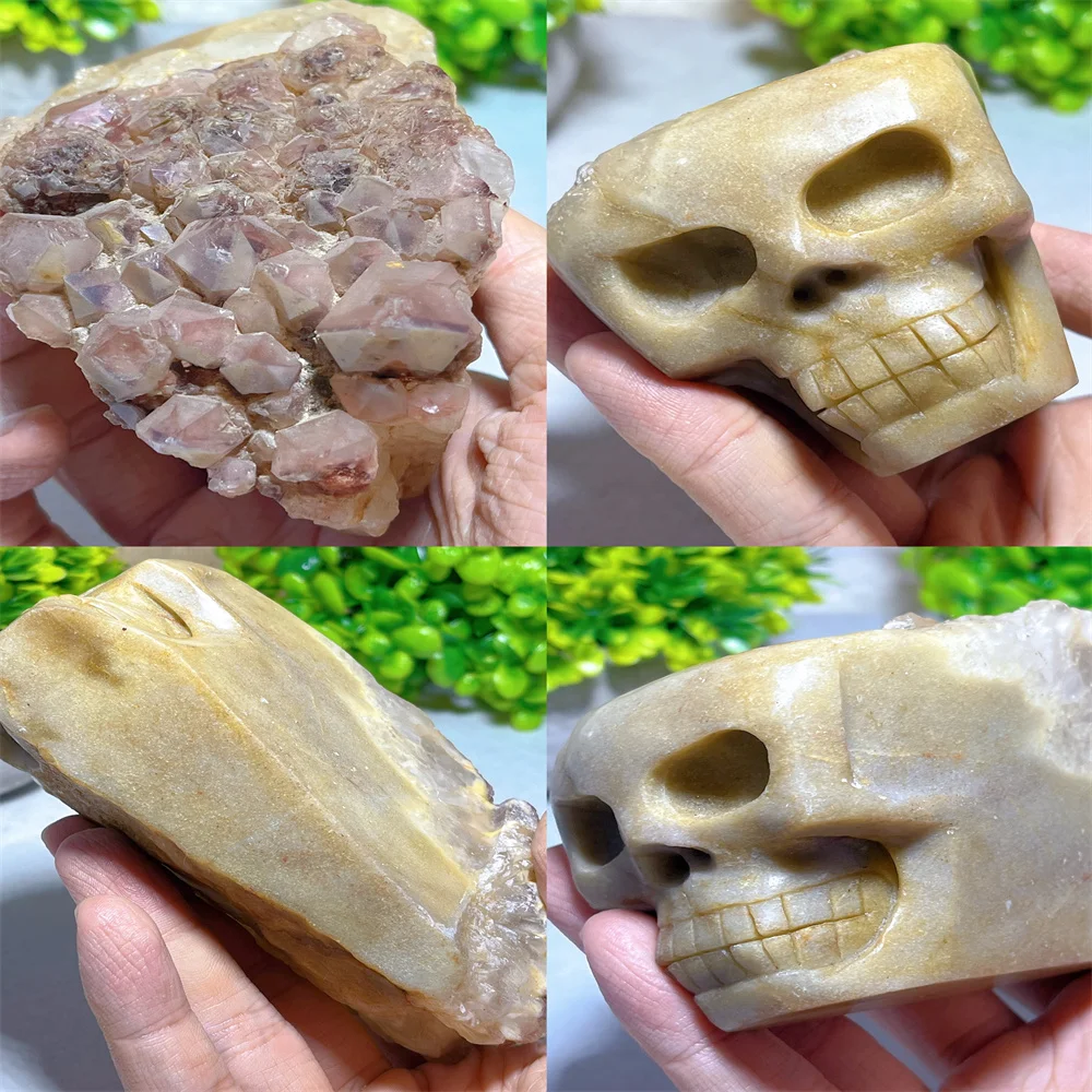 Crystal Natural Skull Specimen Stone Quartz Carving Mineral Reiki Energy Feng Shui Gemstone Decoration Healing Gemstone