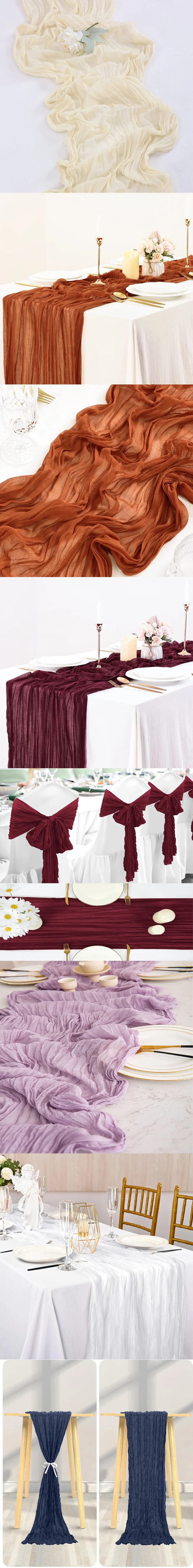 90x300 cm Strickstoff Tischläufer Hochzeit Geburtstag Party Bankett Dekoration Gaze Stoff Voile Tischdecke Gedrehte Tischabdeckung – Detail 2