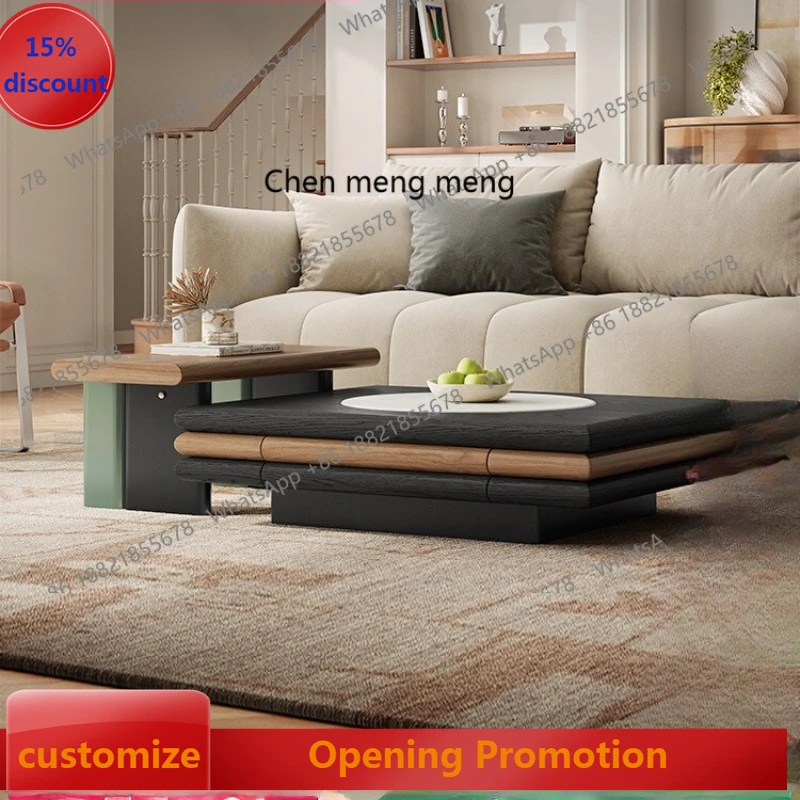 

Medieval travertine coffee table living room home high-end atmosphere creative retro small apartment coffee table combination