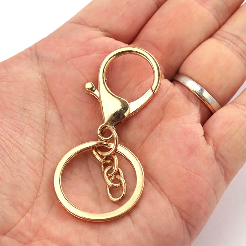 10pcs/lot 30mm Split Key Ring  Bronze Rhodium Gold Plated Lobster Clasp Clips Key Hook Keychain Clasps For DIY Keychains Making