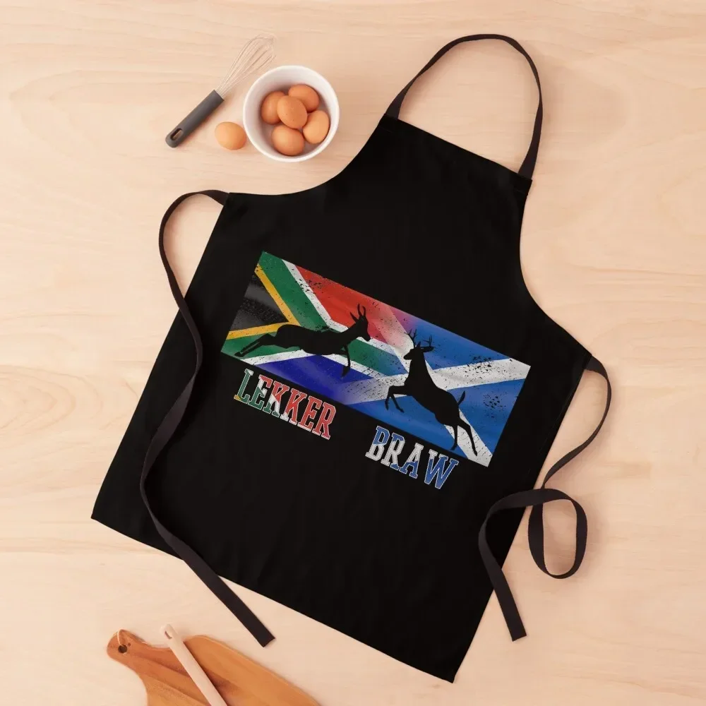 South Africa Scotland deer Lekker Braw (DISTRESSED) Apron Things For Kitchen For Girl Kitchen And Household Goods Apron