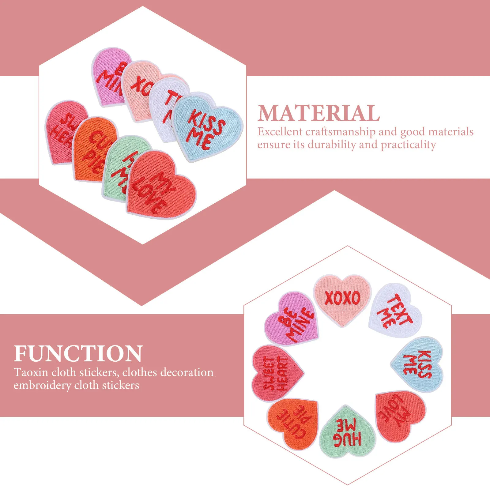 

8pcs Couple Fabric Patch Kit Iron On For Clothes Repair Applique Patches For Jeans Jackets Backpacks Hats Wear-Resistant Heart