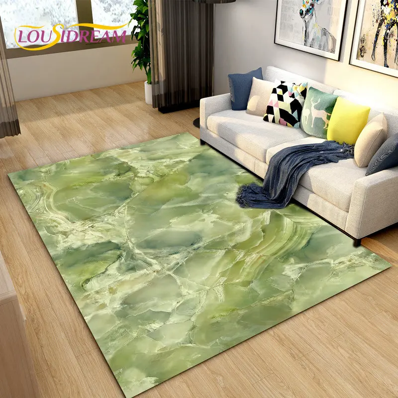 Nordic Green Gold Marble Luxury Area Rug Large,Carpet Rug for Living Room Bedroom Sofa Doormat Decoration,kid Non-slip Floor Mat