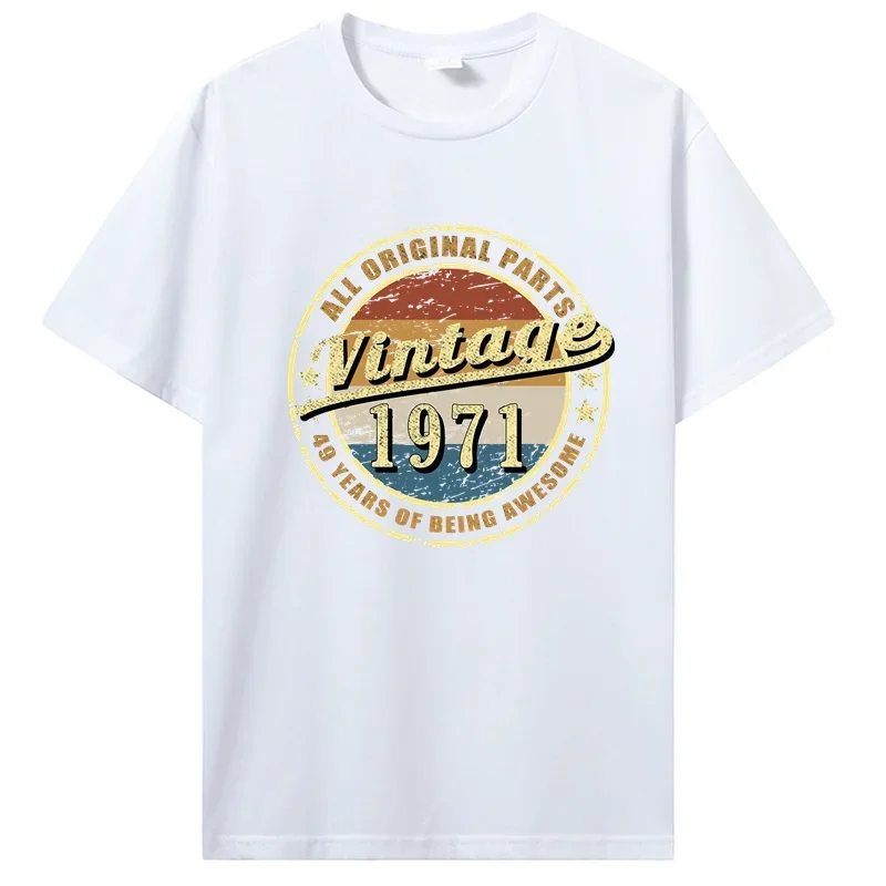 Vintage 1971 all Original Parts Fitted Scoop Tshirt Classic Graphic Men's Streetwear Tops Plus Size Cotton Tees T Shirt