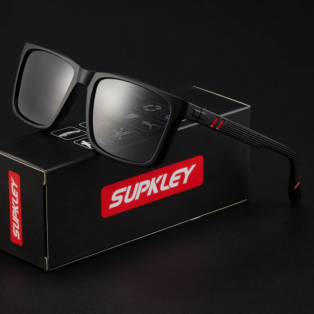 Supkley Design Männer polarisierte Sonnenbrille PC ultraleichte Brille Rahmen Outdoor Männer Frauen klassische Square Drive Radsport Sonnenbrille – Detail 6