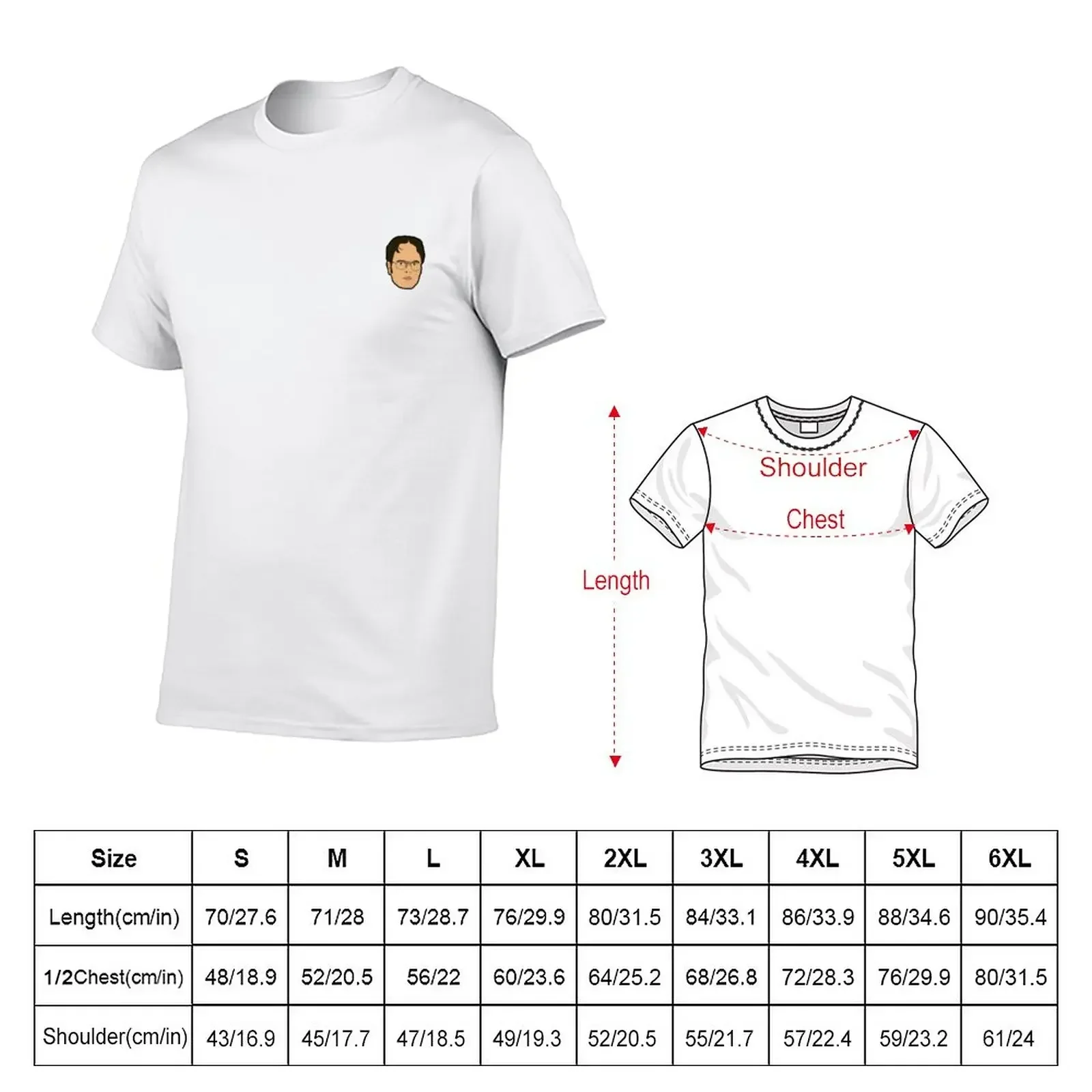 Dwight Schrute Mini Head T-Shirt Blanks Essentiële T-Shirt Anime Outfits Voor Mannen