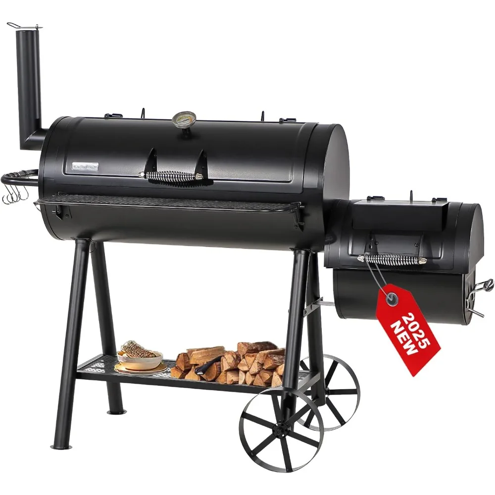 

GREEN PARTY Offset Smoker Charcoal Grills with 37 Inch Cook Chamber, Barrel Smoker and Charcoal Grill Combo, 941 Sq. In. Space B