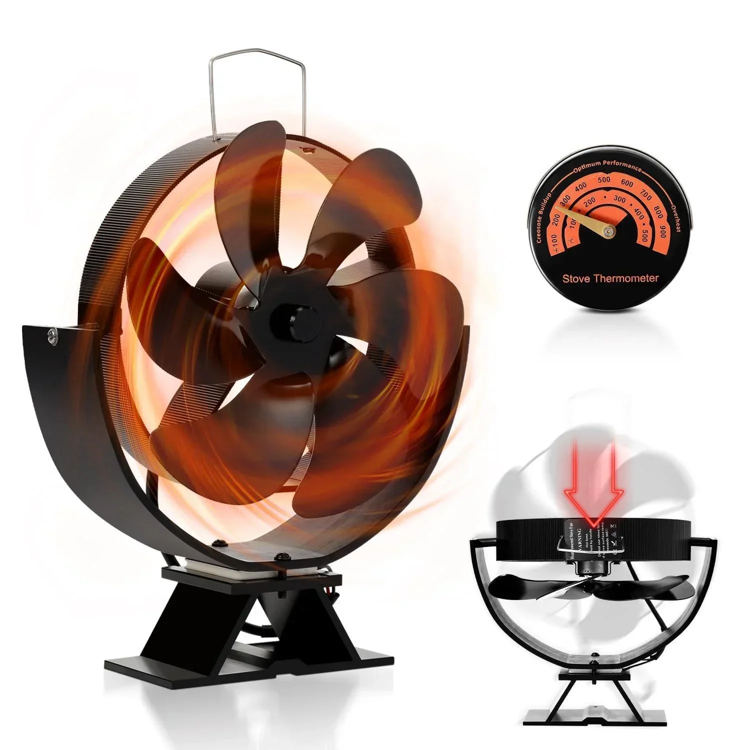 6 Blades Stove Fan Fireplace Heat Powered Log 360° Rotating Wood Burner Ecofan Quiet Fan Home Winter Warm Heat Distribution