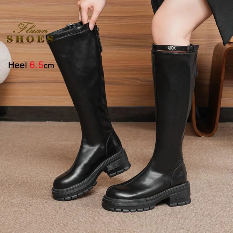 

Новинка 2024, женские сапоги до колена, повседневные высокие сапоги на толстой подошве, осенне-зимние модные рыцарские сапоги, женские универсальные высокие сапоги