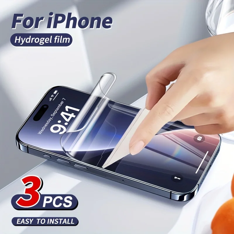 3Pcs High-Definition Screen Protector For IPhone 17 16 15 14 13 12 11 Pro Max 16e Air Hydrogel Film For IPhone XR XS Max Glass