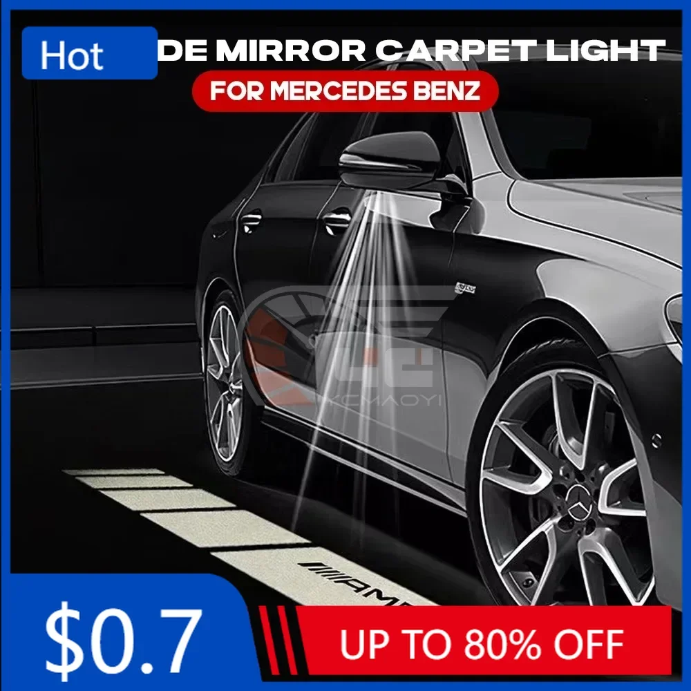 

Автомобильная наклейка, авто ковровая лампа, логотип AMG, крыло ангела для Mercedes-Benz C Class W205 E Class W213 GT, добро пожаловать на дверь, зеркало заднего вида