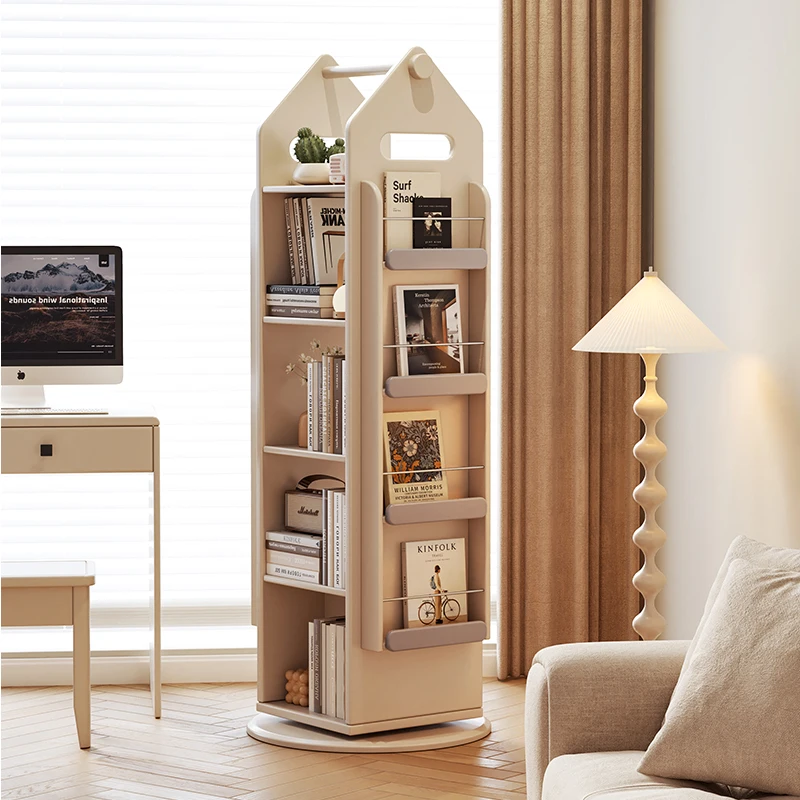 

Solid wood bookshelf shelf, small floor rack, multi-layer rotating small bookcase, household children's picture book rack