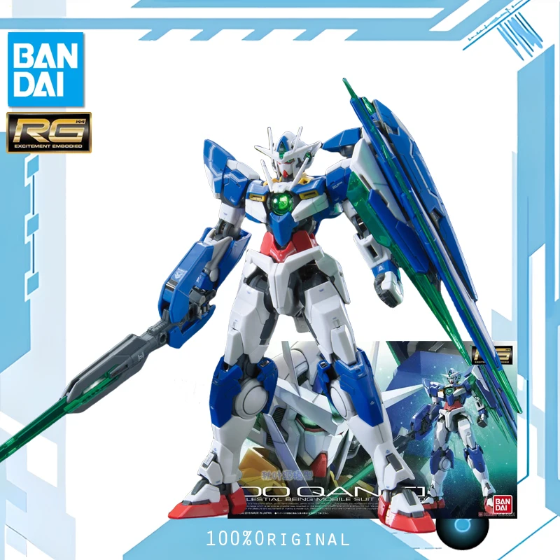 BANDAI Anime RG 1/144 GNT-0000 00 QAN[T] Mobile Suit Gundam Model Kit Collectible Assembly Plastic Action Toys Figures Gift