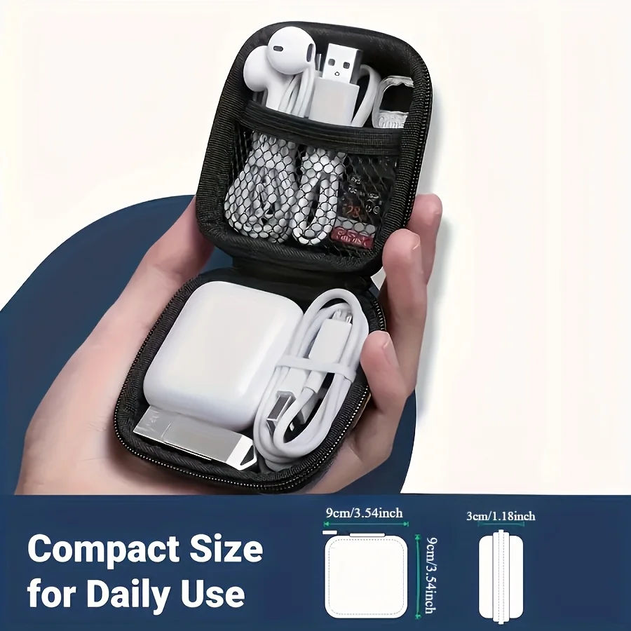 صندوق الملحقات الإلكترونية المحمول من مادة EVA - صندوق تخزين السفر للحماية من الصدمات، مناسب لسماعات الأذن والشحن كاليفورنيا #2