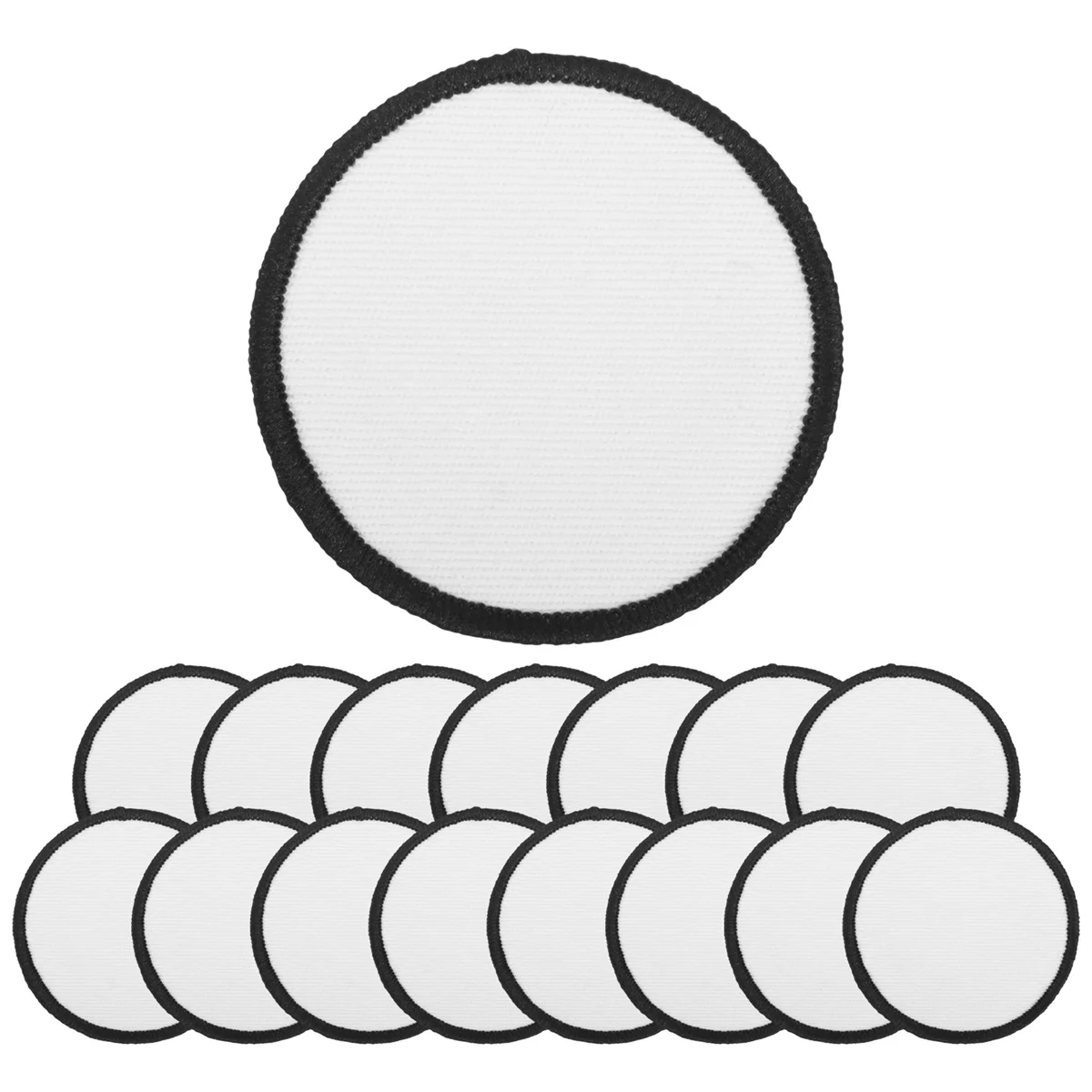 16 Pieces Sublimation Patch Blanks Quality Fabric Iron-on Circular Blank Patch for Clothes, Hats, Uniforms, Backpacks HGC