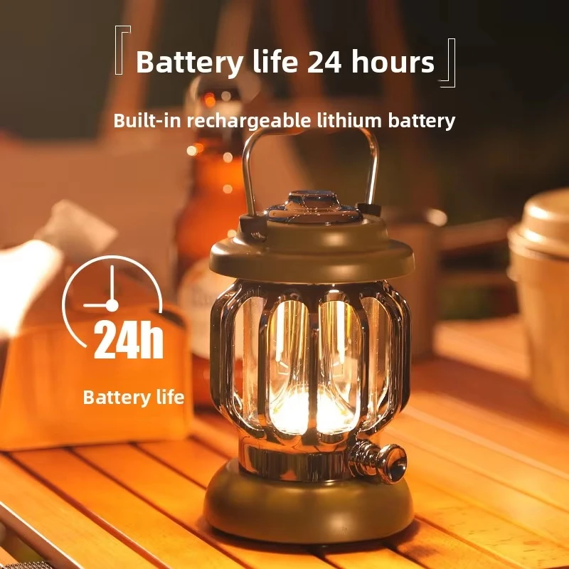 Retro Waterproof Magnetic Outdoor Camping Tent Chandelier with LED Light and Extra Long Battery Life