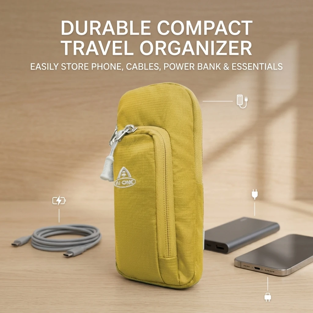 Nylon Waterproof Hanging Phone Pouch For Outdoor And Commute Use With Multi Functional Storage