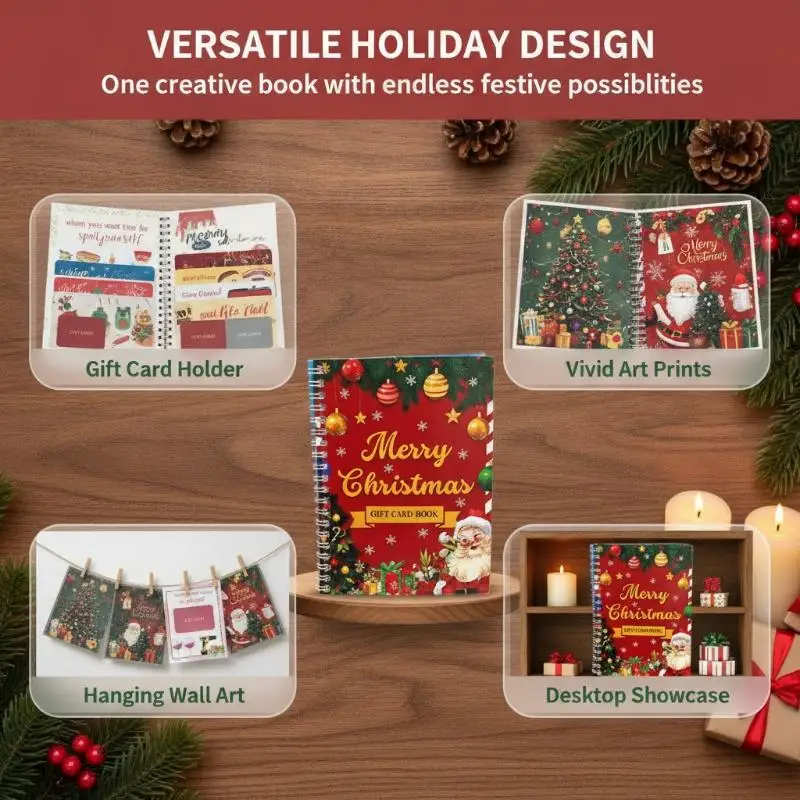 Spiral-Bound Christmas Gift Card Book Festival Christmas Gifts For Teenagers Greeting Card Organizer Greeting Cards Holder