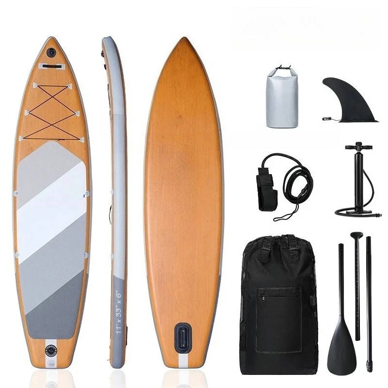 Wood Grain Paddle Board Stand-up Drifting Pulp Board Boat L Paddle  Rookie Surfboard Float