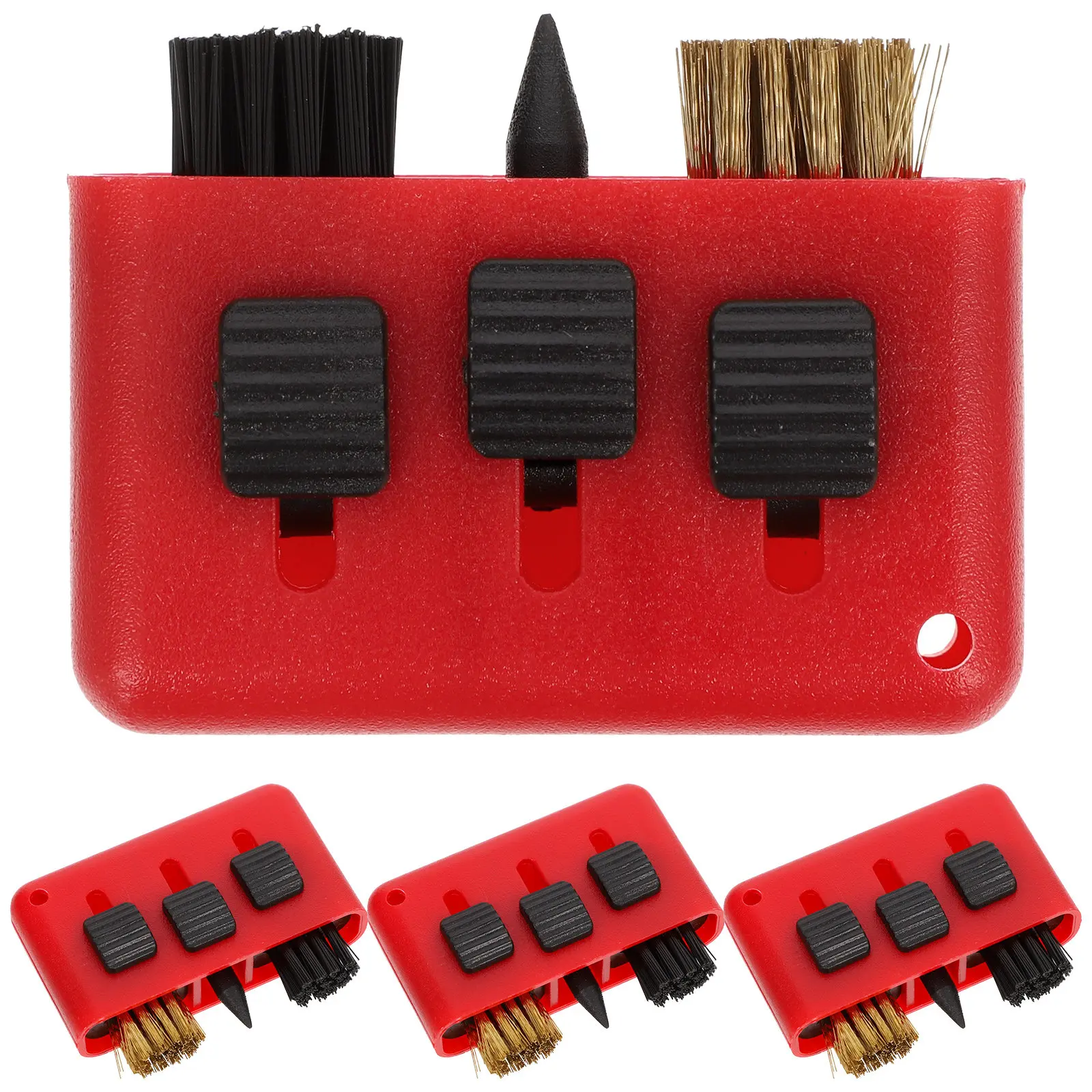 4Pcs Golf Club Cleaning Brush Set 3 in 1 Groove Sharpening Cleaner for Clubs Balls Premium Material Portable Daily Maintenance