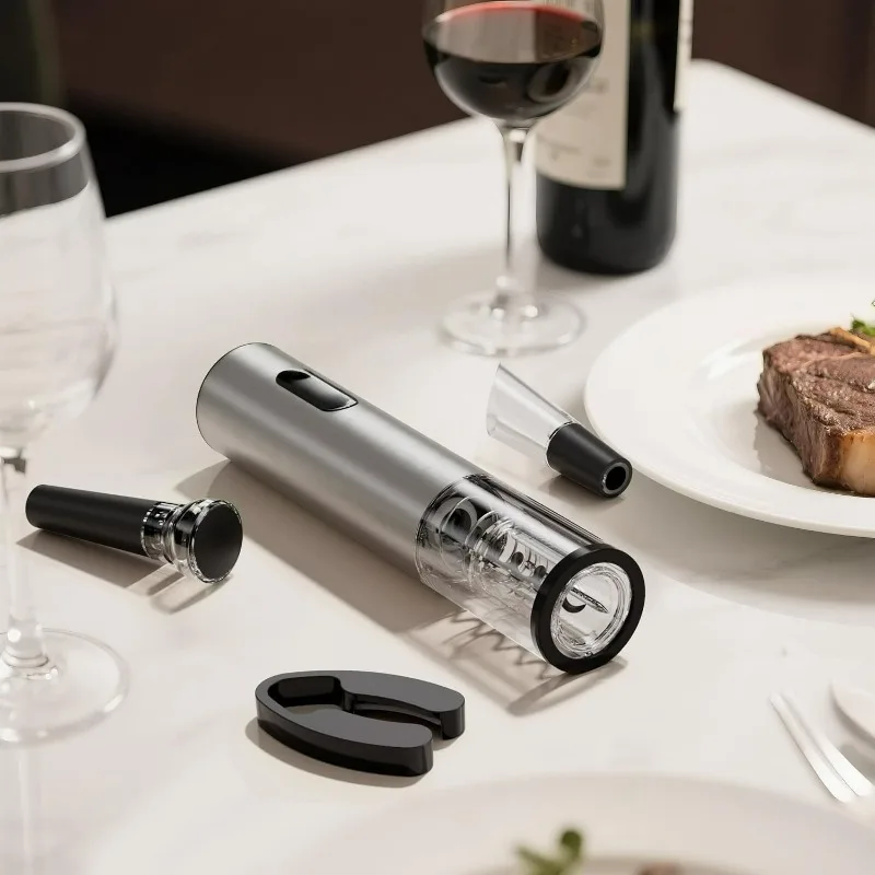 Electric Wine Opener Set Rechargeable, Stainless Steel,Automatic Bottle Opener, Foil Cutter,Wine Gifts for Parents/male friend