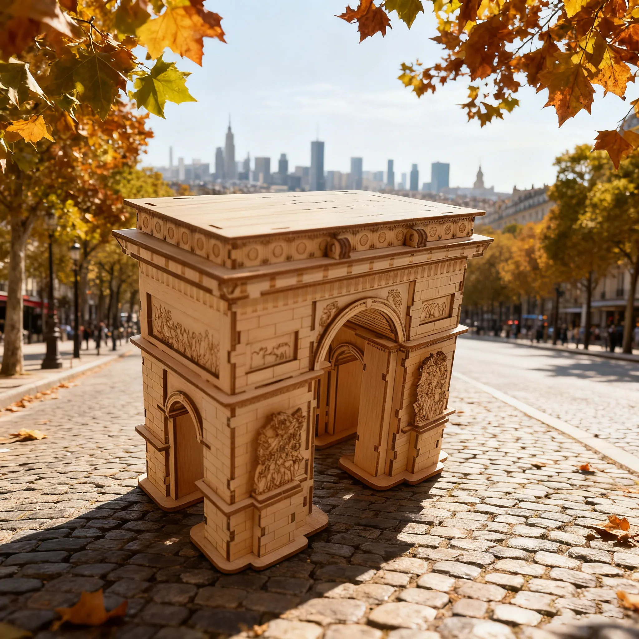 Wooden Triumphal Arch 3D Puzzle Model DIY Creative Assembly Kit Home Decor Handcrafted Model Festive Gift