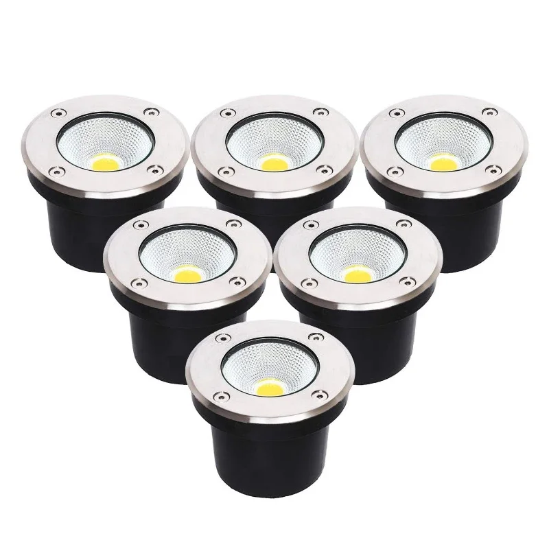 6 Pack Warm White IP67 Waterproof Led Garden Underground Lamps 10W Recessed Garden Path Spot Disk Light Garden Decor 220V24V12V