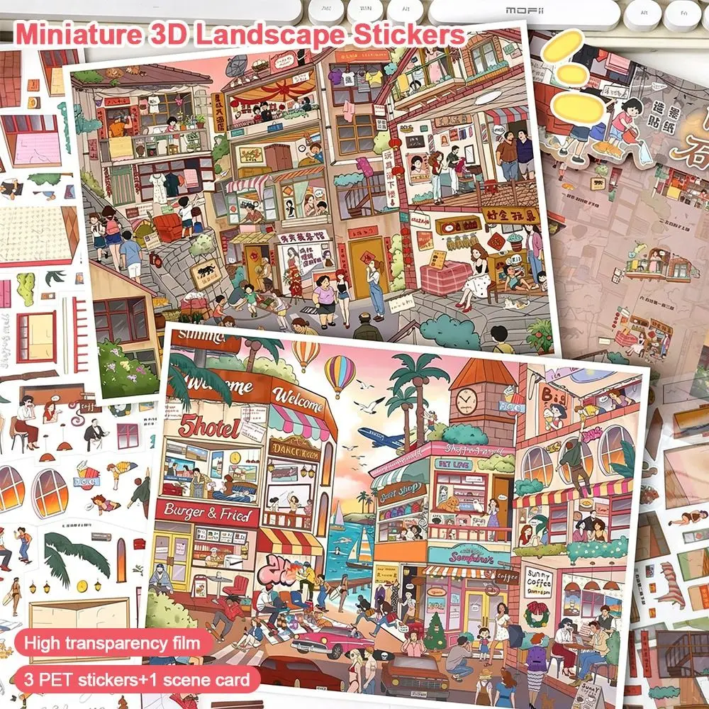 

Kawaii Design Landscape Sticker DIY Design Special Economic Zone DIY Pocket Scene Festival Theme 3D City Sticker