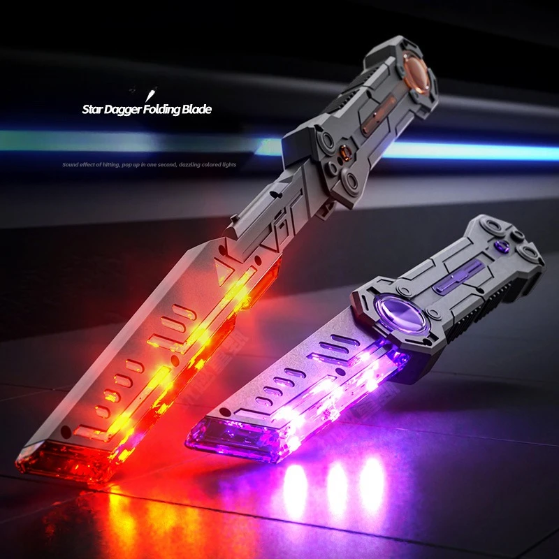 The Same Butterfly Double Knife Folding Laser Sword Toy Cool Knife Luminous Toy Sword Flash Stick