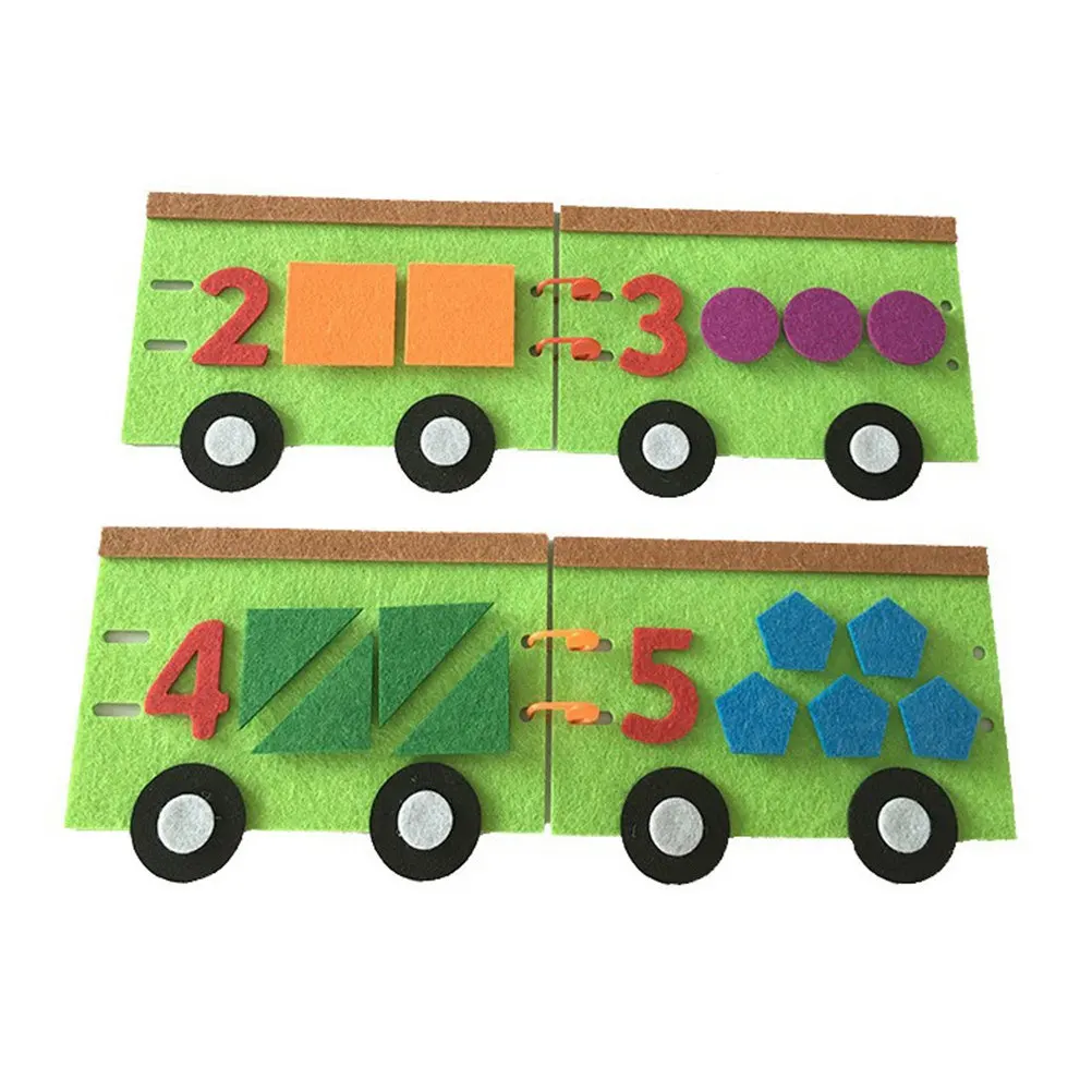 Children's Felt Non-Woven Educational Math Train Number Decals No Glue Needed Wall Glass Decoration Home Office Classroom
