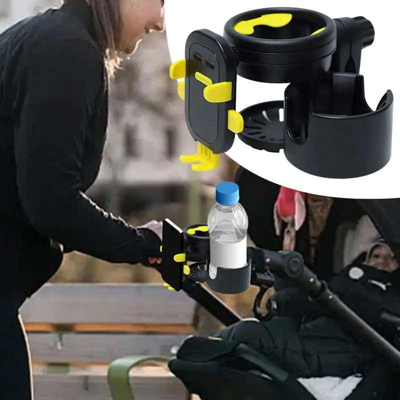 Wheelchair Cup Holder 360 Rotation Anti-Spill Walker Cup Holder Space-Saving Sturdy Stroller Accessories For Wheelchair Golf