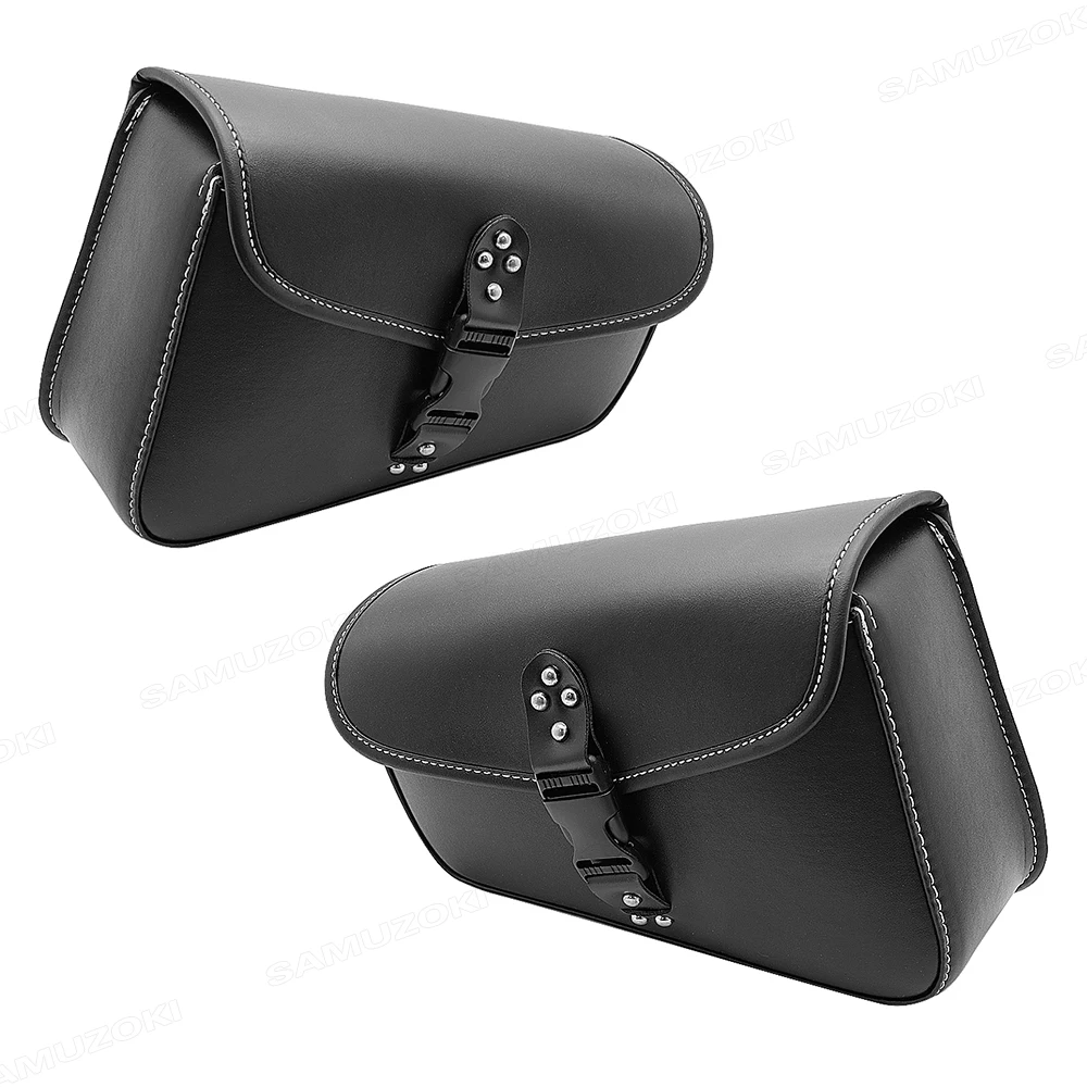 Motorcycle Saddlebags Fork Bag PU Leather Luggage Pouch Side Tool Bag Saddle Bag