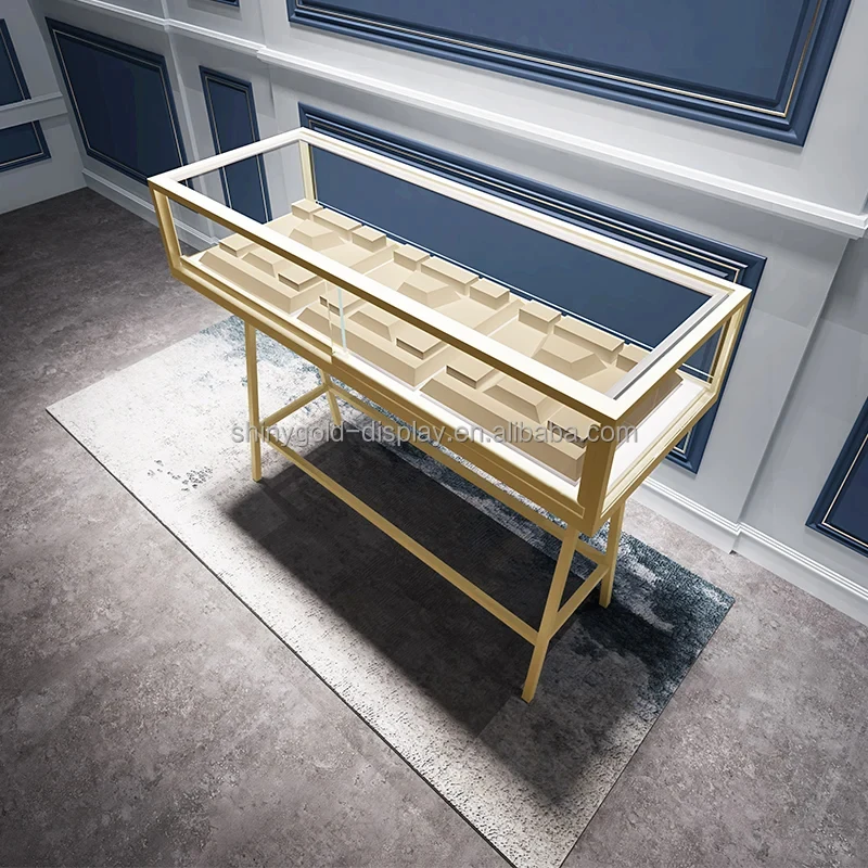 custom.Luxury Shop Window Rxhibition Counter Custom Metal Glass Jewellery Cabinet Gold Jewelry Display Showcase