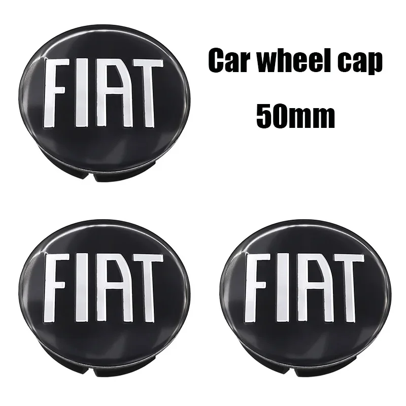 4 Tapas Centrales para Ruedas con Logotipo 3D de Fiat de 50 mm, a Prueba de Polvo, para Fiat 500e, Tipo 500, 500x, Panda, Punto, 500L, Bravo, Cronos, Accesorios para Auto
