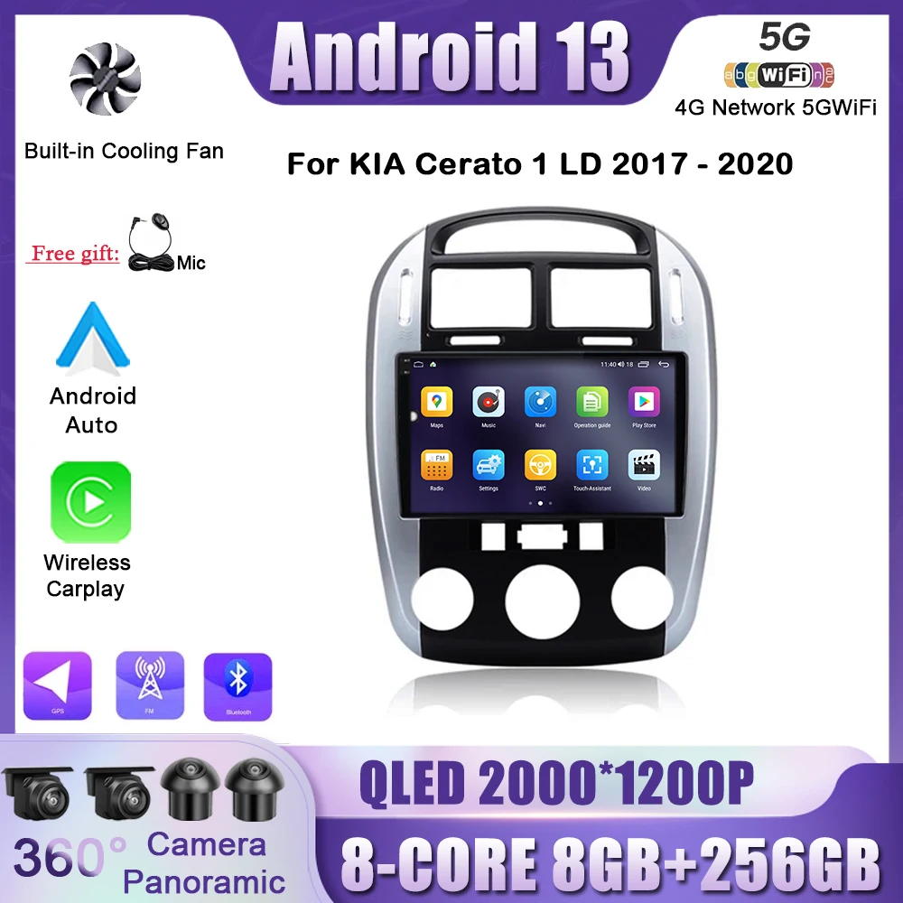 Android 13 Auto Rideo For KIA Cerato 1 LD 2017 - 2020 Automotive multimedia 4G WIFI DSP No 2 din receiver Bluetooth Stereo 9inch