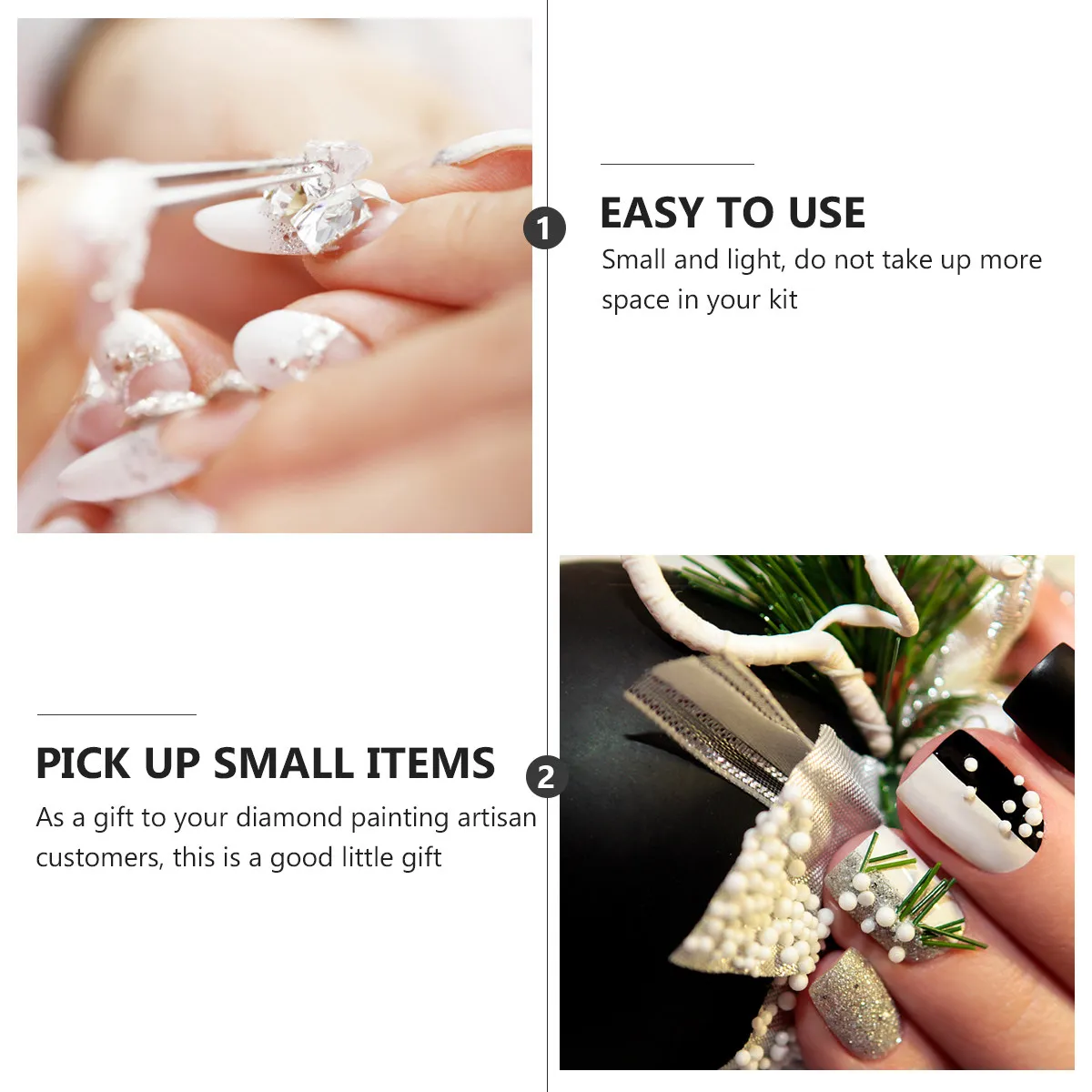 100Pcs Beauty Nail Art Tweezers Universal Plastic Beads Tweezers for Beadwork DIY Accessory Gift Set Compact