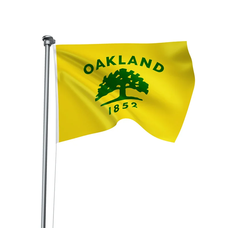 Gaslight Gatekeep Girlboss 5' x 3' Oakland California Flag Banner Polyester with Brass Grommets 150cm x 90cm