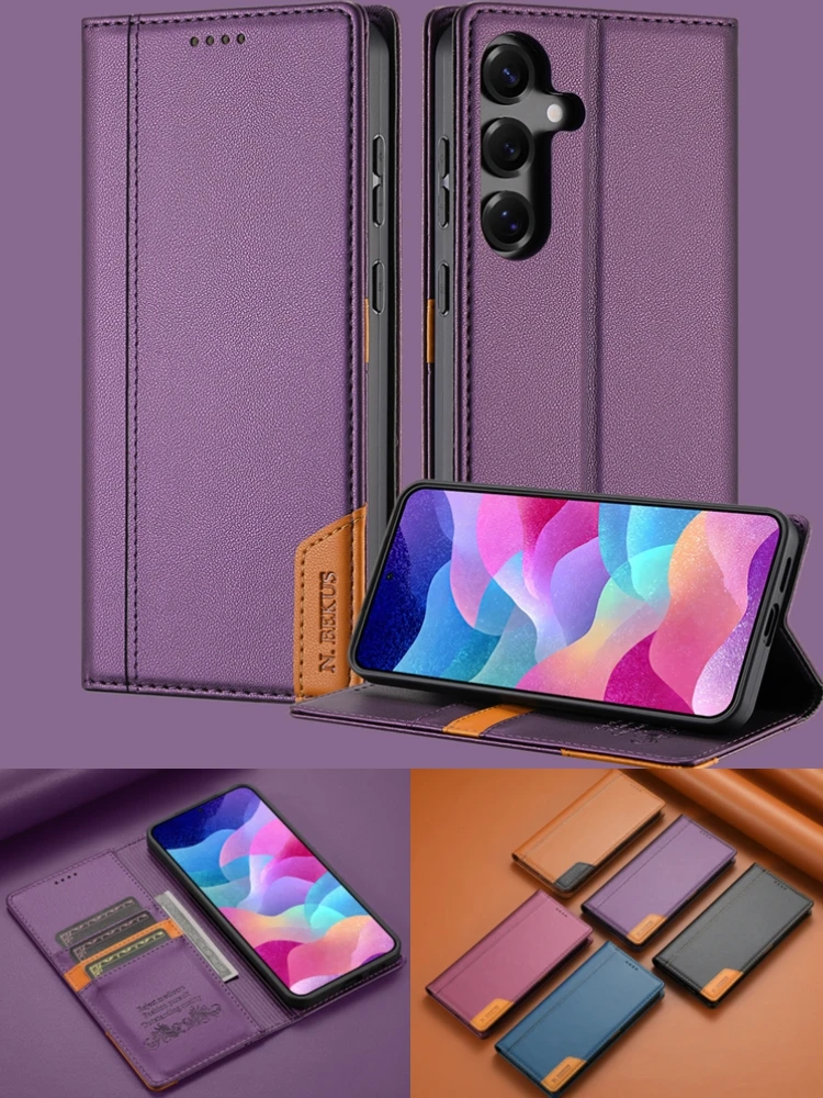 Magnetische Flip Leather Case Voor Samsung Galaxy S26 S25 Rand S24 S23 Ultra S22 S21 FE S20 S10 Plus Note20 A17 A16 A56 Portemonnee Cover - afbeelding 2