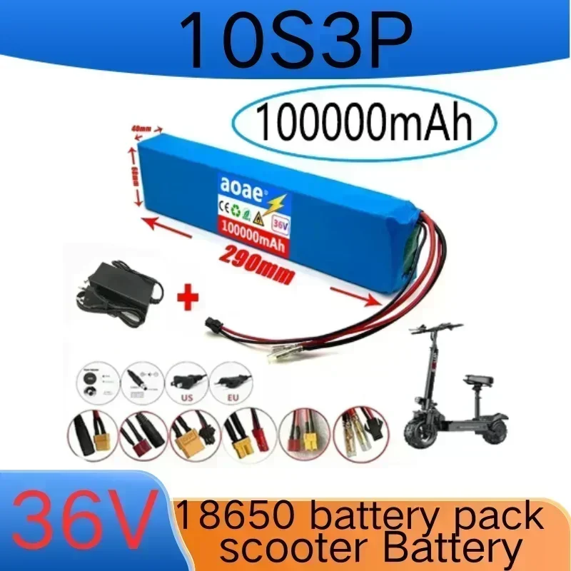 

10S3P 100000mAh 18650 Rechargeable Lithium Battery Pack 36V Power Modified Bicycle Scooter Electric Vehicle with BMS+charger