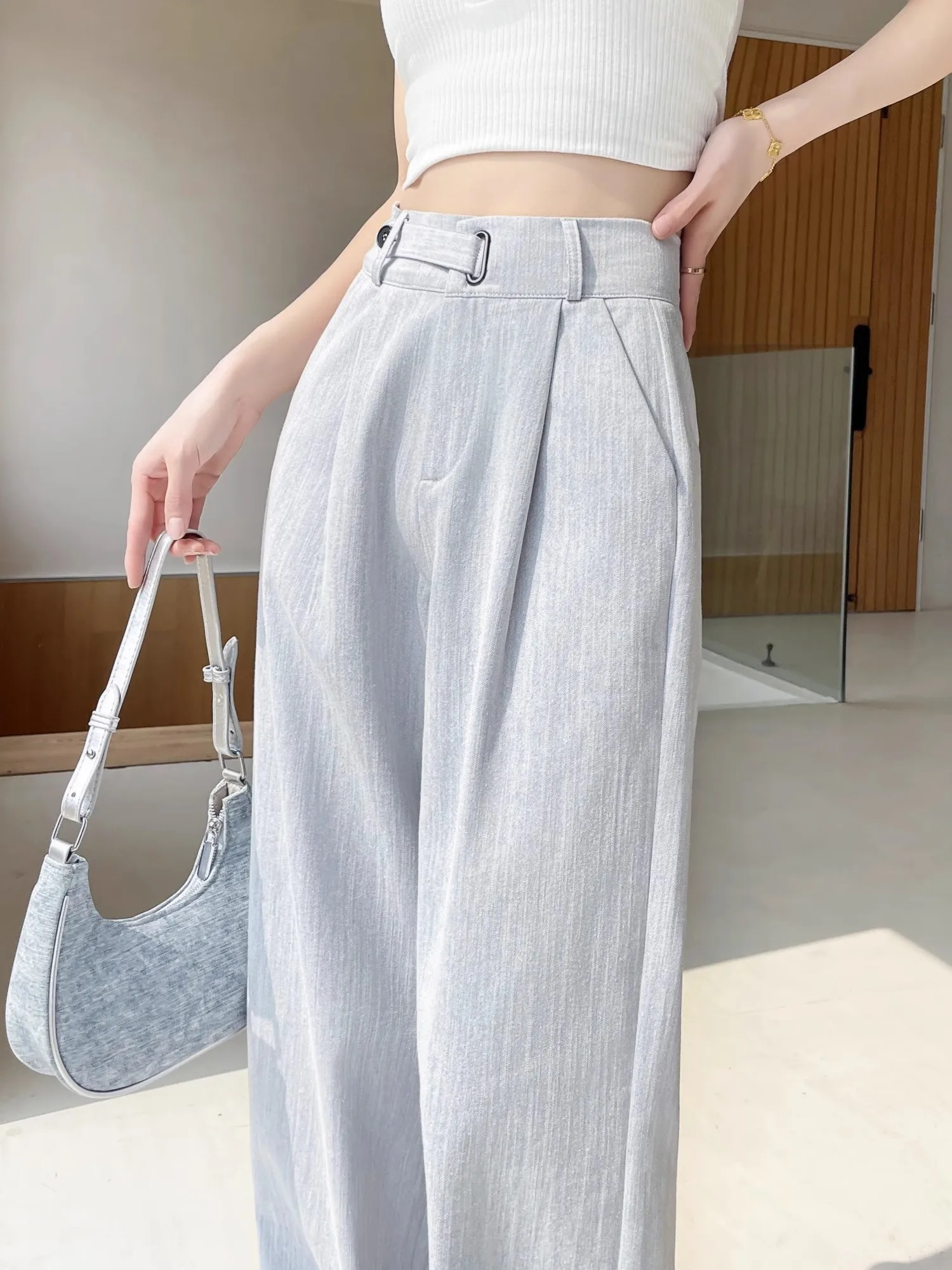 

High Waist Straight Leg Wide Leg Pants Women's Suit Casual Floor Length Loose Fit Versatile High Waist Summer 2026 New Style