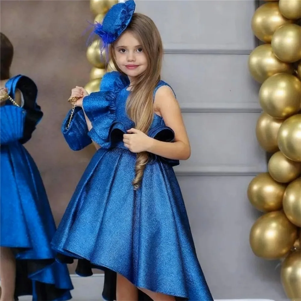 

Customized Sleeveless Flower Girl Dress for Wedding First Communion Dress High Low Kids Baby Birthday Party Gown