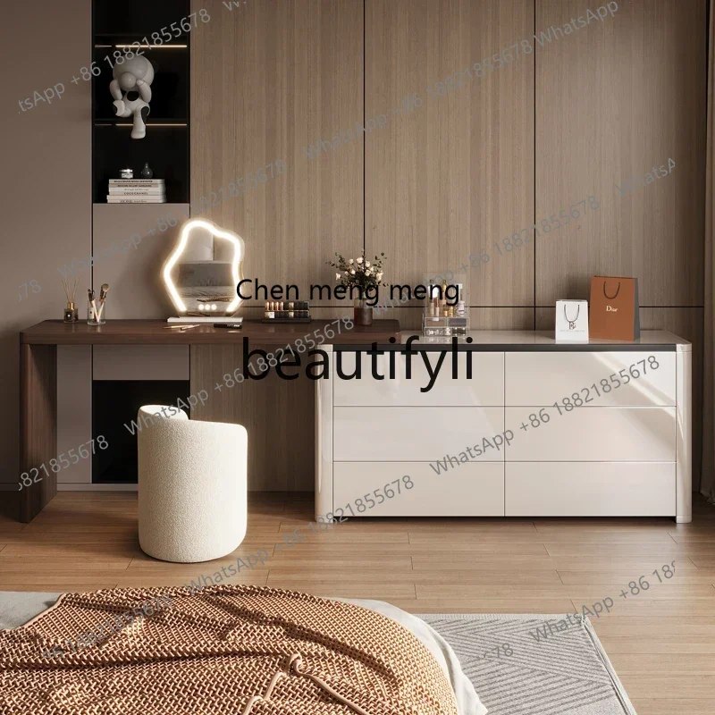 

D178 Modern simple dresser chest makeup table master bedroom corner telescopic cream wind lacquered solid wood