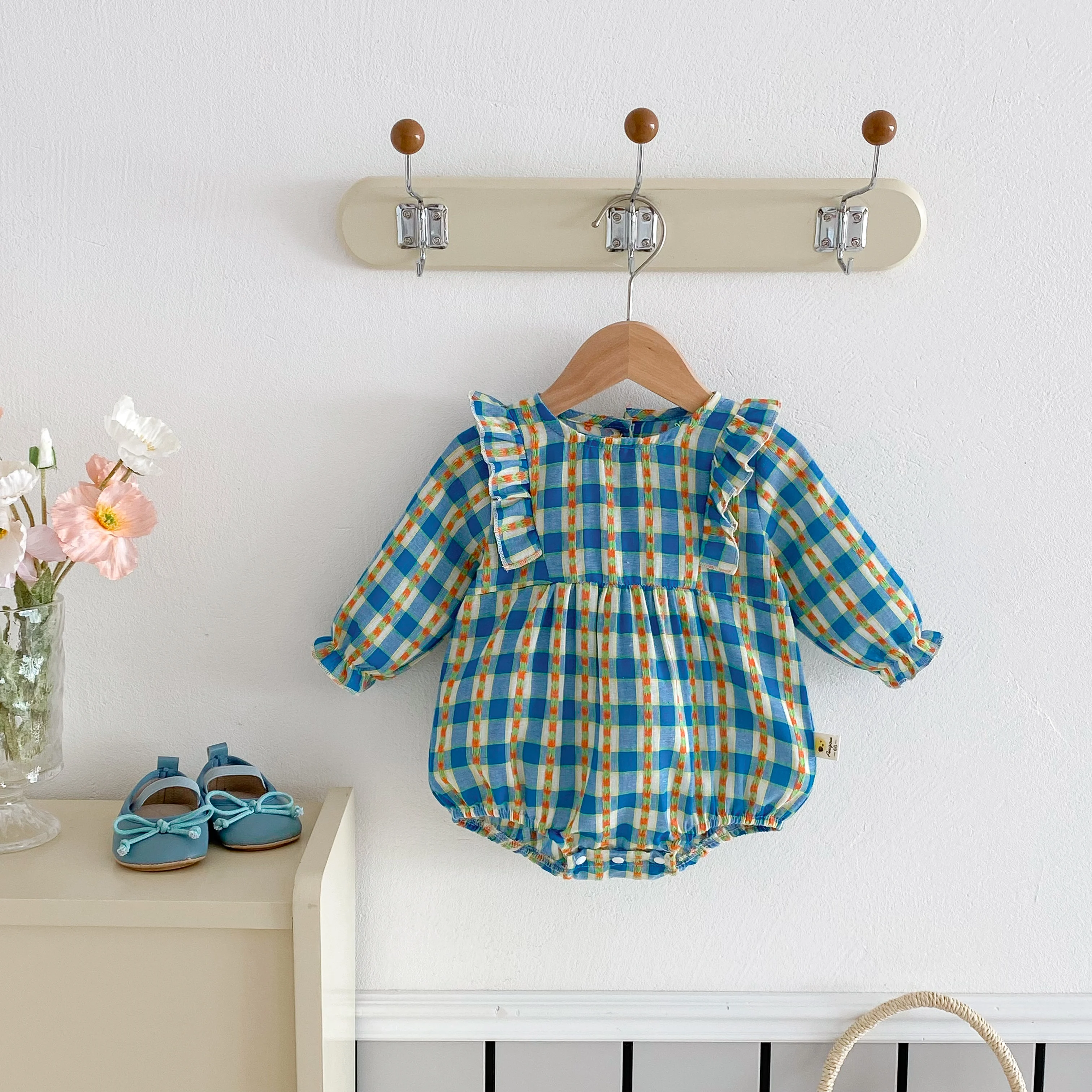 Ins spring and autumn stylish newborn baby romper, diaper cover for girls, full-month princess dress