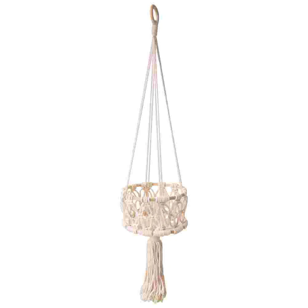 Macrame Decor Woven Storage Basket Household Furnishing Bohemia Hanging Fruit Baskets for Kitchen