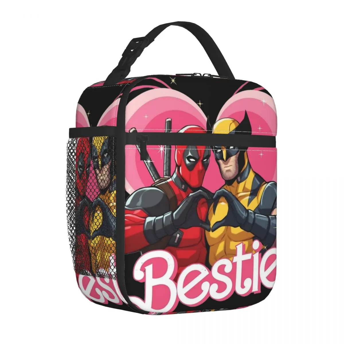 Cute Besties Forever Deadpool Superhero Insulated Lunch Bag contenitore per pasti di grandi dimensioni borsa termica Tote Lunch Box borse per