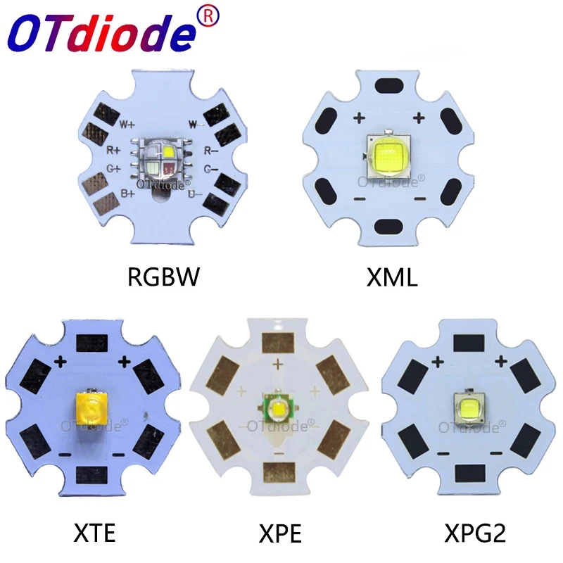 10PCS 3W 5W 10W 3535 5050-L2 XML RGBW XPE XPG XTE LED Cold Warm White RGB High Power LED chip on 20mm PCB